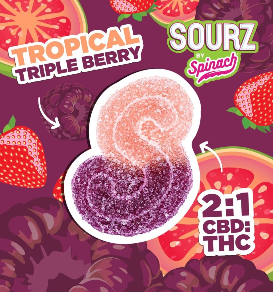 SOURZ TROPICAL TRIPLE BERRY 2:1THC GUMMIES